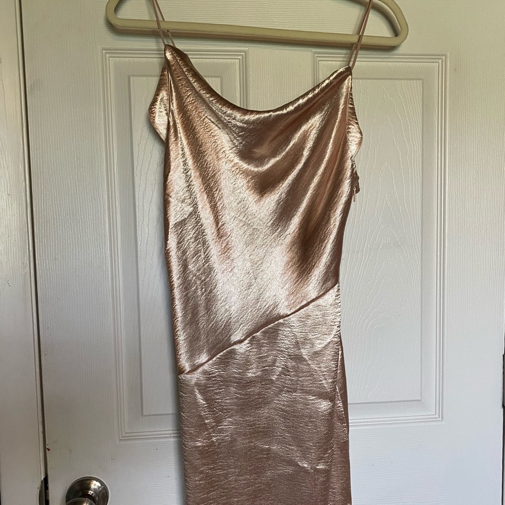 mango peachy beige dress